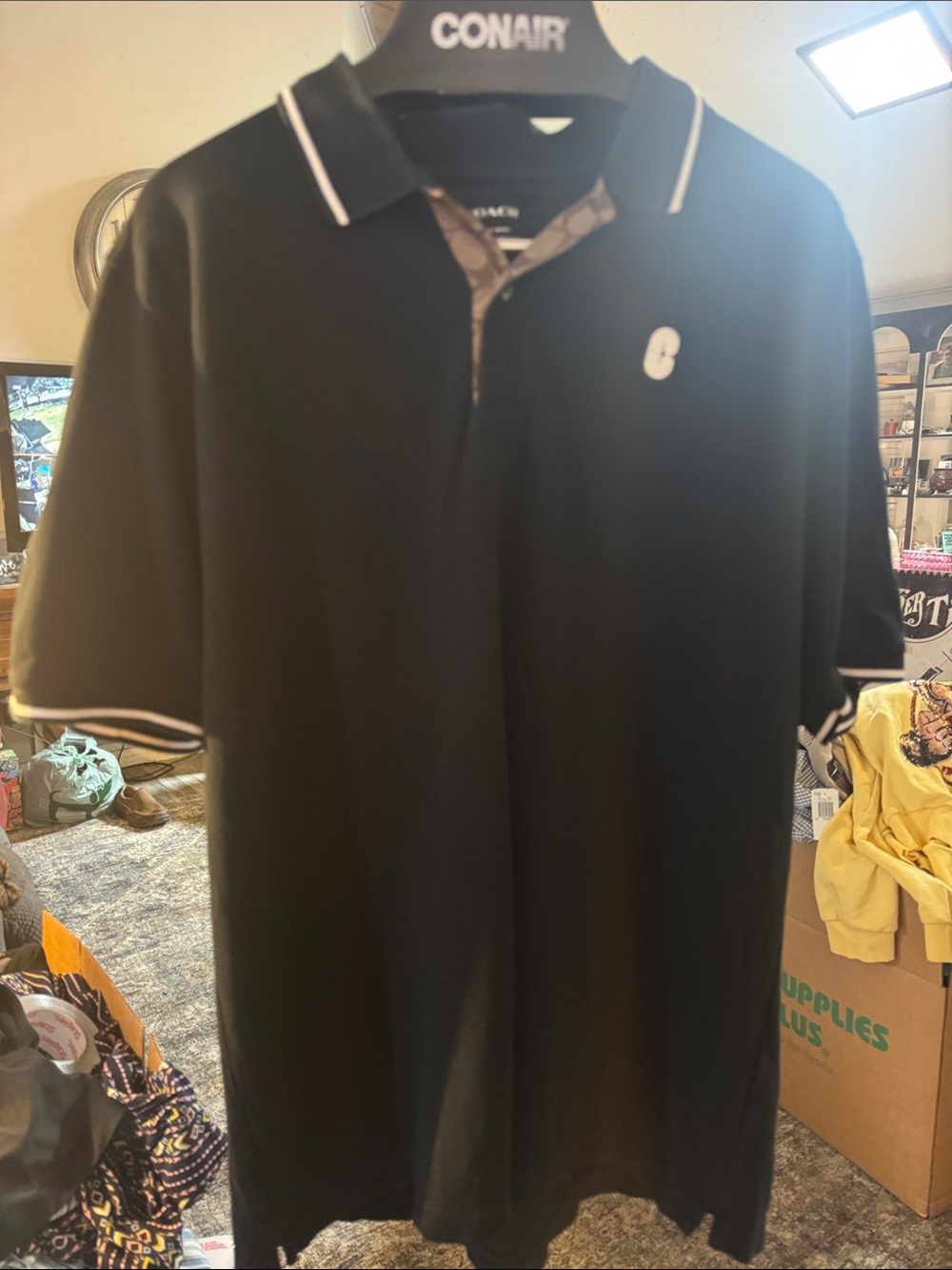 Coach Black Polo with White Contrast Trim